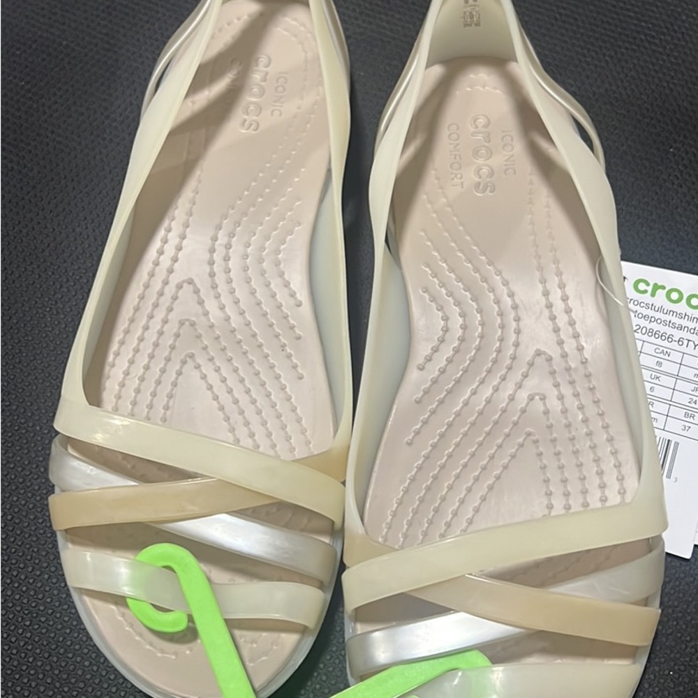 CROCS Women's Sandals in Cream and Green